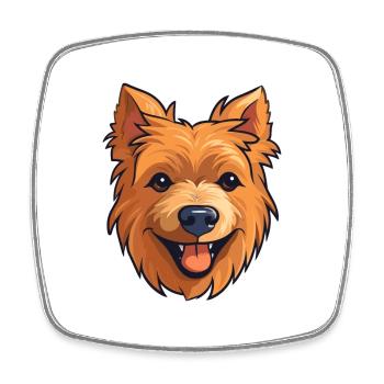 Australian Terrier Dog Breed Watercolor Cartoon Ka - Square fridge magnet - white - Front