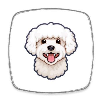 Bichons Frise chien race aquarelle dessin animé Kawaii - Magnet carré - blanc - Devant