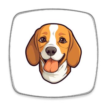 Beagle Dog Breed Watercolor Cartoon Kawaii Clipart - Square fridge magnet - white - Front