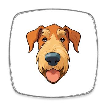 Airedale Terrier Hunderasse Aquarell Karikatur Kawa - Viereckiger Kühlschrankmagnet - Weiß - Vorne
