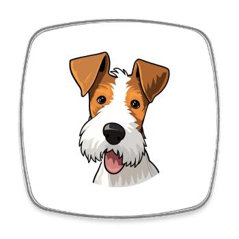Draht Foxterrier Hunderasse Aquarell Karikatur Kawa - Viereckiger Kühlschrankmagnet - Weiß - Vorne