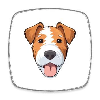 Draht Foxterrier Hunderasse Aquarell Karikatur Kawa - Viereckiger Kühlschrankmagnet - Weiß - Vorne