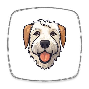 Doux enduit Wheaten Terrier chien race aquarelle C - Magnet carré - blanc - Devant