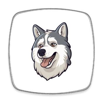 Husky chien race aquarelle dessin animé Kawaii Clipart - Magnet carré - blanc - Devant