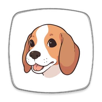 Beagle Dog Breed Watercolor Cartoon Kawaii Clipart - Square fridge magnet - white - Front