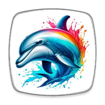 Delfin - Viereckiger Kühlschrankmagnet - Weiß - Vorne