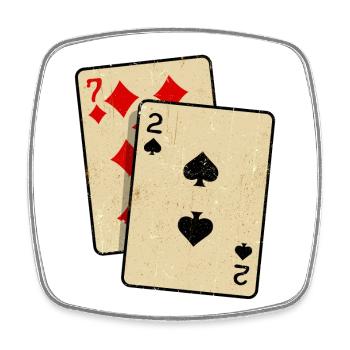 Poker Jeu de cartes Jeux de hasard Casino Poker Round - Magnet carré - blanc - Devant