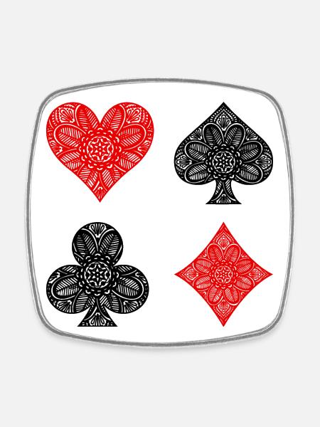 Casino Poker Kartenspiel Glücksspiel Zocken Pokern - Viereckiger Kühlschrankmagnet - Weiß