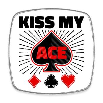 Jeu de cartes de joueur professionnel Poker Statement Casino - Magnet carré - blanc - Devant