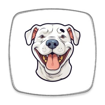 Dogue Argentino chien race aquarelle dessin animé Kawaii - Magnet carré - blanc - Devant