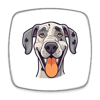 Great Dane Dog Breed Watercolor Cartoon Kawaii Cli - Square fridge magnet - white - Front