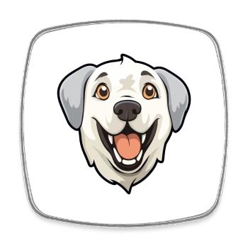 Grande race de chien des Pyrénées aquarelle dessin animé Kawaii - Magnet carré - blanc - Devant