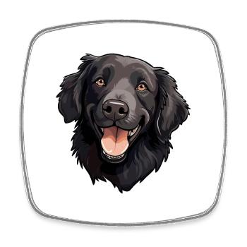 Flat Coated Retriever Dog Breed Watercolor Cartoon - Square fridge magnet - white - Front