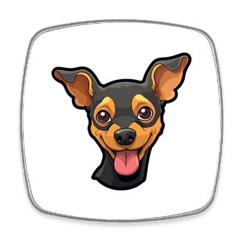 Pinscher miniature chien race aquarelle dessin animé Ka - Magnet carré - blanc - Devant