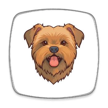 Norfolk Terrier Dog Breed Watercolor Cartoon Kawai - Square fridge magnet - white - Front