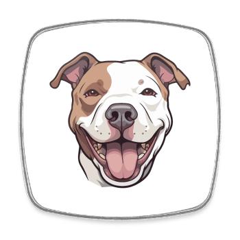 Pitbull chien race aquarelle dessin animé Kawaii Clipar - Magnet carré - blanc - Devant