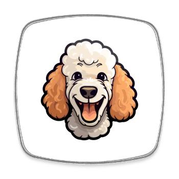 Caniche chien race aquarelle dessin animé Kawaii Clipart - Magnet carré - blanc - Devant