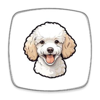 Caniche chien race aquarelle dessin animé Kawaii Clipart - Magnet carré - blanc - Devant