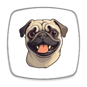 Mops Hund Rasse Aquarell Cartoon Kawaii Clipart - Viereckiger Kühlschrankmagnet - Weiß - Vorne
