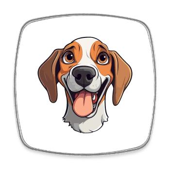 Harrier Dog Breed Watercolor Cartoon Kawaii Clipar - Square fridge magnet - white - Front