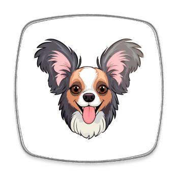 Papillon Hunderasse Aquarell Karikatur Kawaii Clipa - Viereckiger Kühlschrankmagnet - Weiß - Vorne