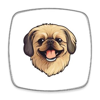 Pekingese Dog Breed Watercolor Cartoon Kawaii Clip - Square fridge magnet - white - Front