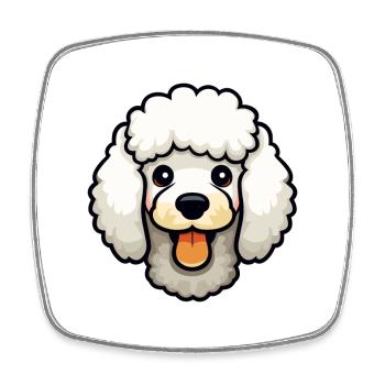 Caniche chien race aquarelle dessin animé Kawaii Clipart - Magnet carré - blanc - Devant