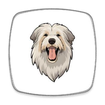 Pyrenäen-Schäferhund-Rasse Aquarell-Karikatur Kaw - Viereckiger Kühlschrankmagnet - Weiß - Vorne