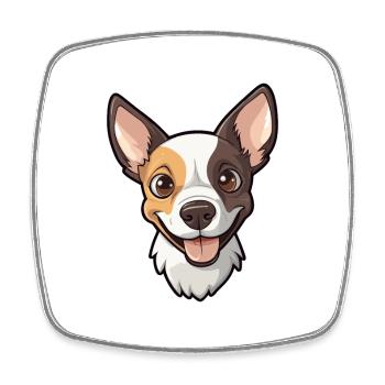 Rattenterrier Hunderasse Aquarell Karikatur Kawaii Cl - Viereckiger Kühlschrankmagnet - Weiß - Vorne