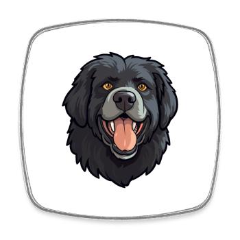Newfoundland Dog Breed Watercolor Cartoon Kawaii C - Square fridge magnet - white - Front