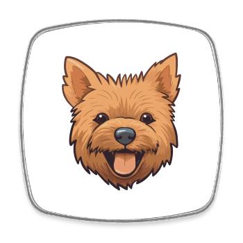 Norwich Terrier Dog Breed Watercolor Cartoon Kawai - Square fridge magnet - white - Front