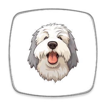 Old English Sheepdog Dog Breed Watercolor Cartoon - Square fridge magnet - white - Front