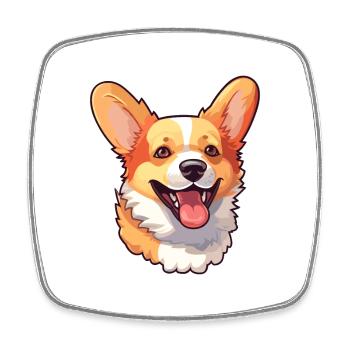 Pembroke Welsh Corgi Hunderasse Aquarell Karikatur - Viereckiger Kühlschrankmagnet - Weiß - Vorne