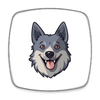 Norwegian Elkhound Dog Breed Watercolor Cartoon Ka - Square fridge magnet - white - Front