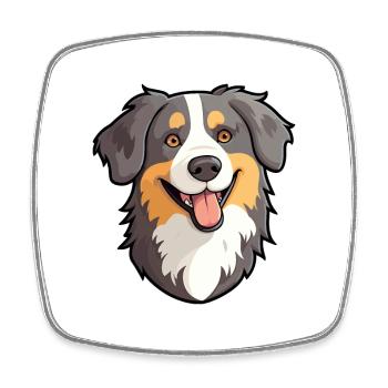 Miniature chien de berger américain race aquarelle C - Magnet carré - blanc - Devant