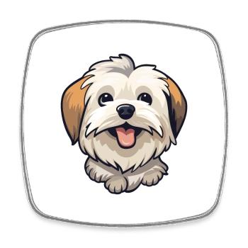 Lowchen chien race aquarelle dessin animé Kawaii Clipar - Magnet carré - blanc - Devant