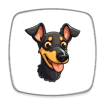 Manchester Terrier Dog Breed Watercolor Cartoon Ka - Square fridge magnet - white - Front