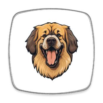 Leonberger Dog Breed Watercolor Cartoon Kawaii Cli - Square fridge magnet - white - Front