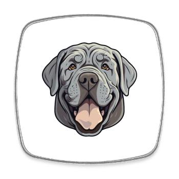Neapolitan Mastiff Dog Breed Watercolor Cartoon Ka - Square fridge magnet - white - Front