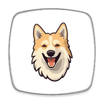 Norwegische Buhund Hunderasse Aquarell Karikatur Kawa - Viereckiger Kühlschrankmagnet - Weiß - Vorne