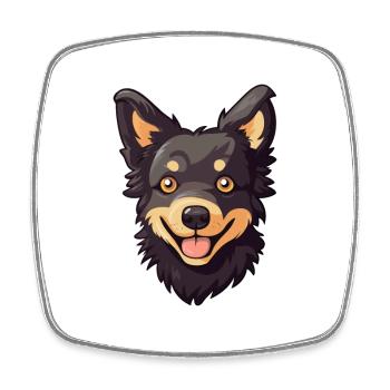 Mudi chien race aquarelle dessin animé Kawaii Clipart - Magnet carré - blanc - Devant