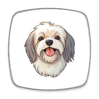 Lhasa Apso Hunderasse Aquarell Karikatur Kawaii Cli - Viereckiger Kühlschrankmagnet - Weiß - Vorne