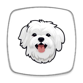 Malteser Hund Rasse Aquarell Karikatur Kawaii Clipar - Viereckiger Kühlschrankmagnet - Weiß - Vorne