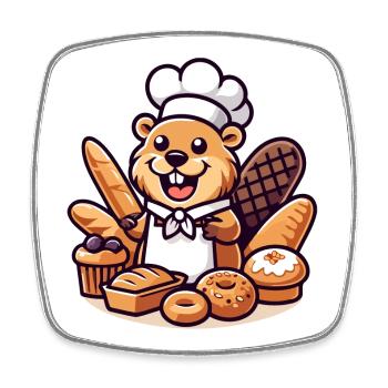 Baker Beaver: Der Konditorei-Profi - Viereckiger Kühlschrankmagnet - Weiß - Vorne