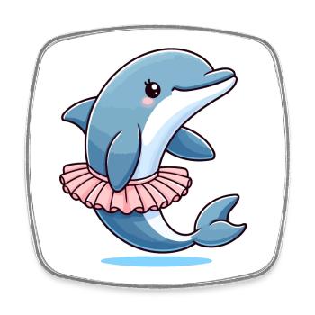 Balletic Dolphin: Graceful Waves - Square fridge magnet - white - Front