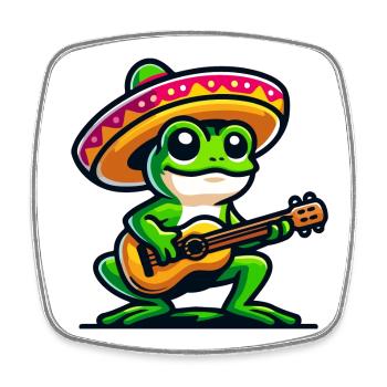 Sombrero Serenade: A Frog's Musical Fiesta - Square fridge magnet - white - Front