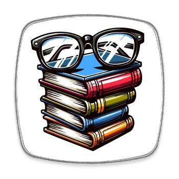 Futé livresque : la pile savante - Magnet carré - blanc - Devant