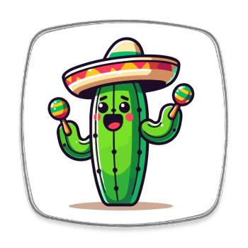 Fiesta Cactus: The Saguaro Shaker - Square fridge magnet - white - Front