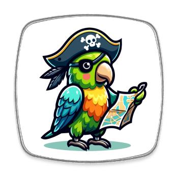 Perroquet pirate : Boucanier ailé de la carte - Magnet carré - blanc - Devant
