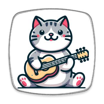 Le chat qui gratte la guitare - Magnet carré - blanc - Devant